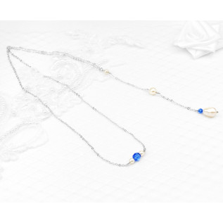 Bridal backdrop pendant necklace JILL sapphire, silver, gold, rose gold, Swarovski crystal, back drop and necklace all-in-one