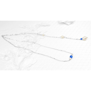 Bridal backdrop pendant necklace JILL sapphire, silver, gold, rose gold, Swarovski crystal, back drop and necklace all-in-one
