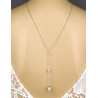 Bridal backdrop pendant necklace JILL sapphire, silver, gold, rose gold, Swarovski crystal, back drop and necklace all-in-one