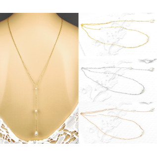 Bridal backdrop pendant necklace IVANA, silver, gold, rose gold, Swarovski crystal, back drop and necklace all-in-one