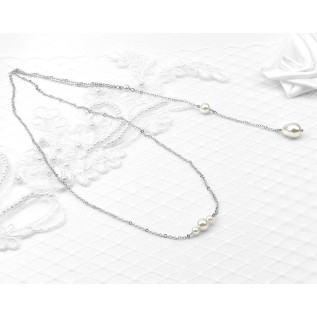 Bridal backdrop pendant necklace IVANA, silver, gold, rose gold, Swarovski crystal, back drop and necklace all-in-one
