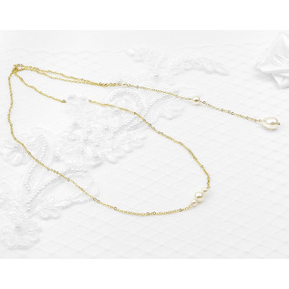 Collier de dos nu mariage IVANA argent, or, or rose, cristal Swarovski, ivoire, blanc, bijou de dos et collier tout-en-un