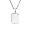Natural stone rectangular pendant necklace for men silver stainless steel box chain man gift