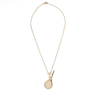 Collier pendentif raquette de tennis sur acier inoxydable argent or avec ou sans gravure
