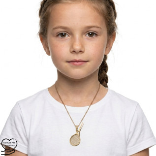 Tennis racket pendant necklace for kid in gold or silver stainless steel with or without engraving