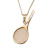 Collier enfant raquette de tennis sur acier inoxydable argent or avec ou sans gravure