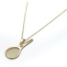 Collier enfant raquette de tennis sur acier inoxydable argent or avec ou sans gravure