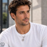 Collier pendentif raquette de tennis homme sur acier inoxydable argent or avec ou sans gravure
