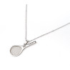 Collier pendentif raquette de tennis homme sur acier inoxydable argent or avec ou sans gravure