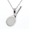 Men Tennis racket pendant necklace in gold or silver stainless steel with or without engraving