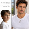 Collier pendentif raquette de tennis pour homme femme enfant sur acier inoxydable argent or avec gravure