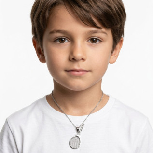 Collier pendentif raquette de tennis pour homme femme enfant sur acier inoxydable argent or avec gravure