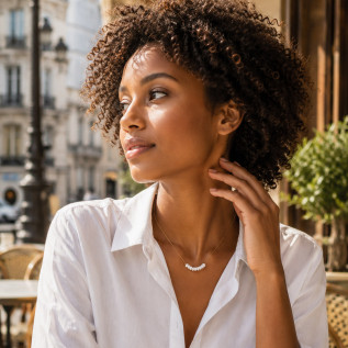 Collier perles en nacre blanc nacre sur chaîne fine en acier inoxydable argent ou or cadeau collier femme
