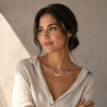 Collier perles en nacre blanc nacre sur chaîne fine en acier inoxydable argent ou or cadeau collier femme