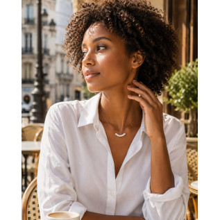 Collier perles en nacre blanc nacre sur chaîne fine en acier inoxydable argent ou or cadeau collier femme