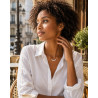 Collier perles en nacre blanc nacre sur chaîne fine en acier inoxydable argent ou or cadeau collier femme