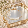 Bracelet perles en nacre blanche sur chaîne fine en acier inoxydable argent ou or cadeau bracelet femme