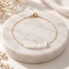 White mother-of-pearl bracelet on silver or gold stainless steel woman necklace gift