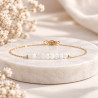 Bracelet perles en nacre blanche sur chaîne fine en acier inoxydable argent ou or cadeau bracelet femme