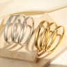 Lot de 3 bracelets manchette acier inoxydable argent ou or