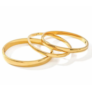Lot de 3 bracelets manchette acier inoxydable argent ou or