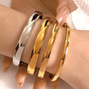 Set of 3 cuff bracelets in silver or gold stainless steel