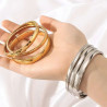 Lot de 3 bracelets manchette acier inoxydable argent ou or