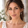 Boucles d'oreilles mariée petites créoles et perles en nacre blanche sur acier inoxydable argent ou or bijou mariage