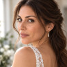 Boucles d'oreilles mariée petites créoles et perles en nacre blanche sur acier inoxydable argent ou or bijou mariage