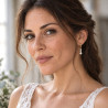 Boucles d'oreilles mariée petites créoles et perles en nacre blanche sur acier inoxydable argent ou or bijou mariage