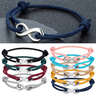 Bracelet réglable Infinity acier inoxydable corde nautique corde de Milan bracelet homme femme unisexe 9 couleurs