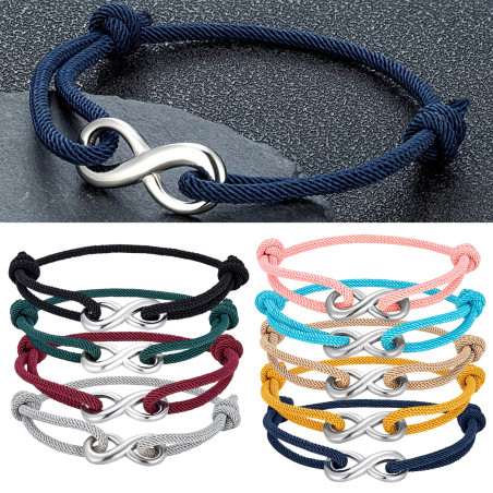 Adjustable stainless steel Infinity bracelet nautical Milan cord unisex men women bracelet 9 colours