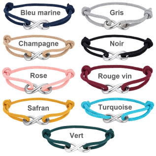 Bracelet réglable Infinity acier inoxydable corde nautique corde de Milan bracelet homme femme unisexe 9 couleurs
