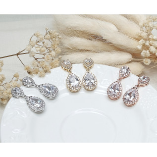 Bridal earrings KELLY, silver, gold, rose gold, cubic zirconia