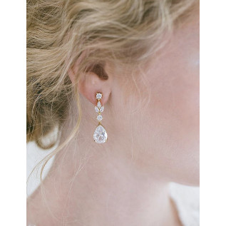 Bridal earrings SHIRLEY, silver, rose gold, cubic zirconia