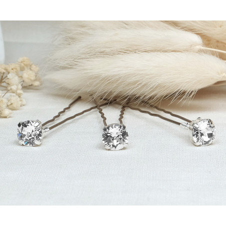 Bridal hair pin ELLA, argent, or, or rose, Swarovski crystal, 14 colours, sold by 1, 3 or 6