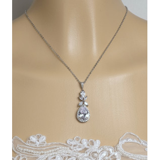 Collier mariage MARISSA argent, or rose, oxyde de zirconium