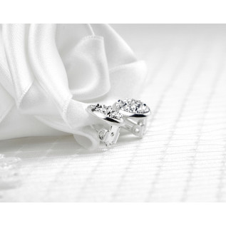 Bridal earrings ILANA on clips, silver, for non-pierced ears