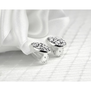Bridal earrings ILANA on clips, silver, for non-pierced ears