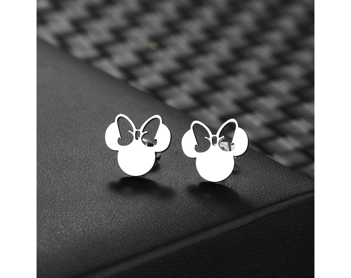 Boucles D'Oreilles Chien En Acier Inoxydable Argenté - Puces Pour Femme