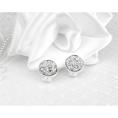 Bridal earrings ILANA on clips, silver, for non-pierced ears