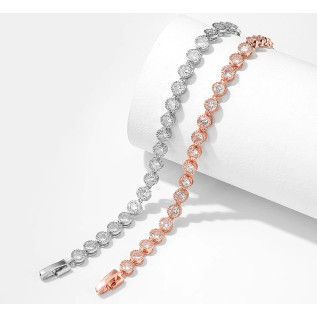 Bracelet mariage BELINDA, argent, or rose, oxyde de zirconium