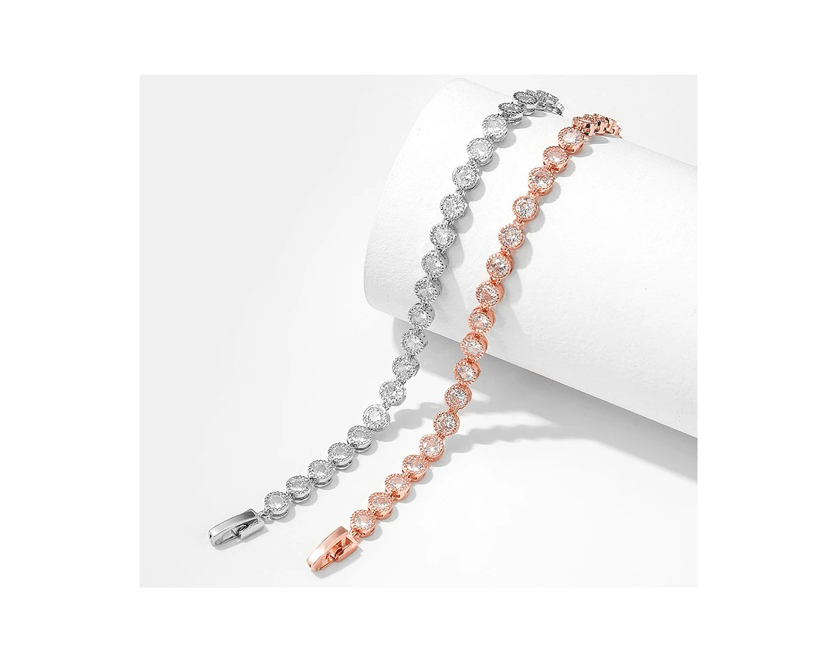 Bracelet mariage BELINDA, argent, or rose, oxyde de zirconium