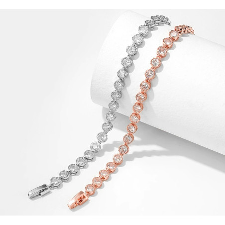 Bridal bracelet BELINDA, silver, rose gold, cubic zirconia