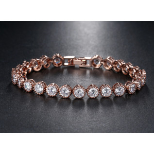 Bracelet mariage BELINDA, argent, or rose, oxyde de zirconium