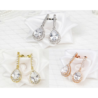Bridal earrings ELENA, silver, gold, rose gold, cubic zirconia