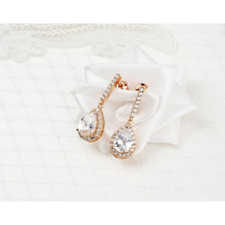Bridal earrings ELENA, silver, gold, rose gold, cubic zirconia