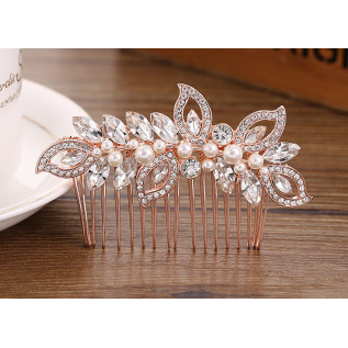 Bridal hair comb PENELOPE, crystals, pearls