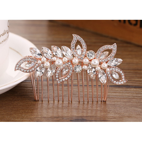Bridal hair comb PENELOPE, crystals, pearls