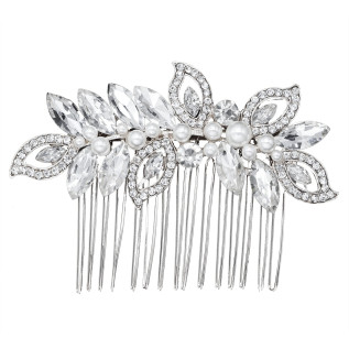 Bridal hair comb PENELOPE, crystals, pearls
